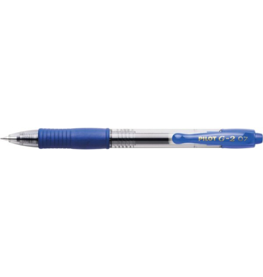 Gelschreiber G2, Strichstärke 0,4 mm, Schreibfarbe blau, Schaftfarbe farblos