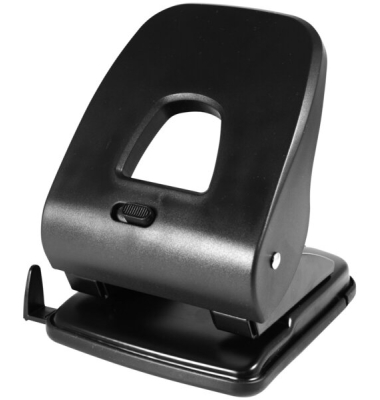 Bürolocher, Stanzleitung 40 Blatt, Lochabstand 80 mm, robustes Metall, schwarz