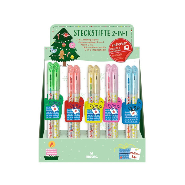 25 Stück Moses Steckstift 2 in 1 mit Radierer Geschenke 4033477167736 Moses