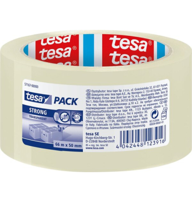 Packband tesapack Strong 57167-00000-07, 50mm x 66m, transparent
