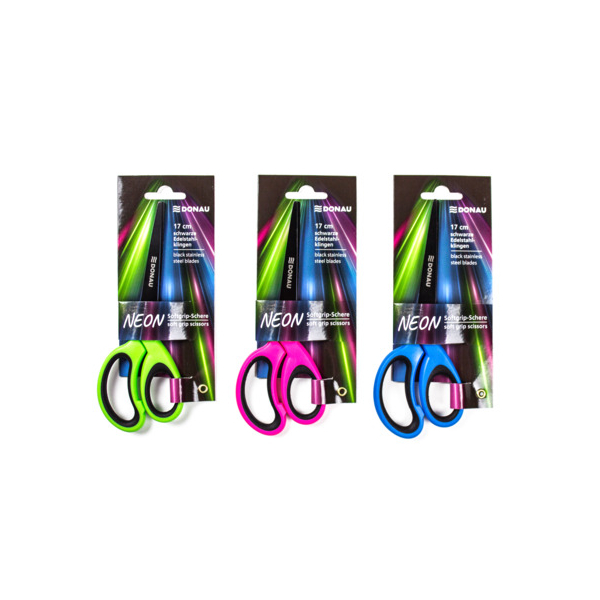 6 Stück Donau Bastelschere,, Neon-pink/Neon-grün/Neon-blau 9004546571636 Donau