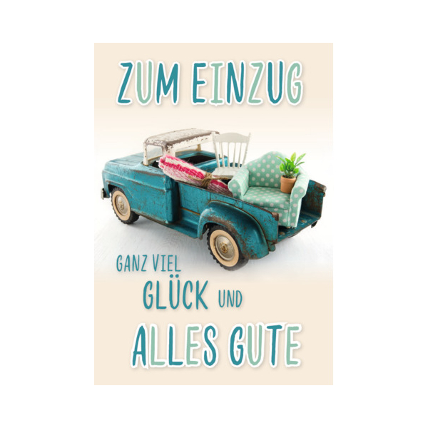 5 Stück Komma Glückwunschkarte z. Einzug Auto 4057319014316 Komma