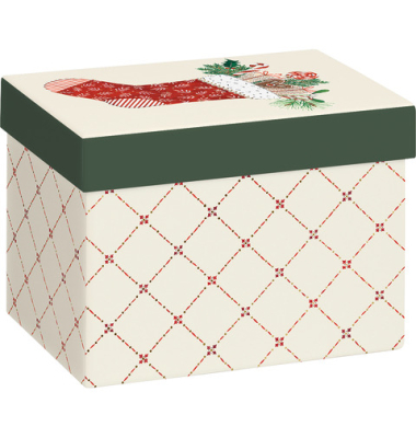 Weihnachtlicher Geschenkkarton Kirsten cremegrün