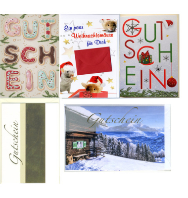 Weihnachtsgutscheinkarte 10 Er sortiert Weihnachtsgutscheinkarte 10 Er sortiert