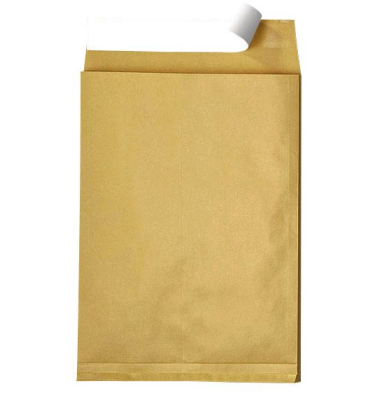 Faltentaschen 2947, B4, ohne Fenster, haftklebend, 20mm-Falte, 130g, braun