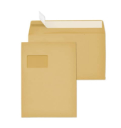 Faltentaschen BlessOf 30007357, lange Seite offen, C4, mit Fenster, 20mm-Falte, haftklebend, 110g, braun