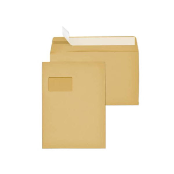 4003928284244 - Faltentaschen BlessOf 30007357 lange Seite offen C4 mit Fenster 20mm-Falte haftklebend 110g braun 4003928284244 250 Stück
