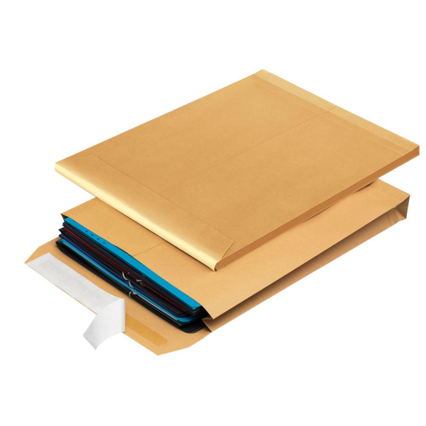 4040134113968 - Faltentaschen 08350203 E4 ohne Fenster 40mm-Falte haftklebend 140g braun 4040134113968 100 Stück