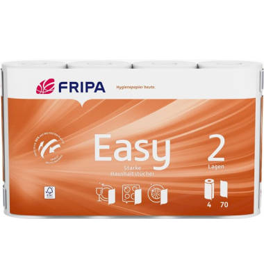 Küchenrolle Easy, 2-lagig, weiß, 4 Rollen à 70 Blatt