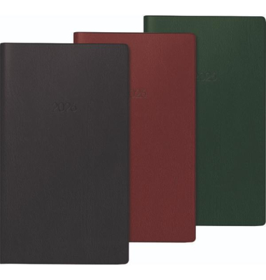 Faltkalender, 1 Monat2 Seiten, farbig sortiert, 8,7 x 15,3 cm, Kunststoff-Einband, Kalendereinlage und Adress-Registerheft, 16 S