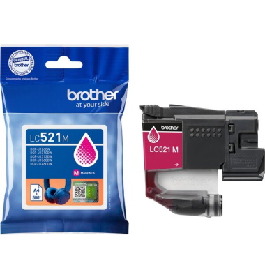 Tintenpatrone LC-521M, für Brother Drucker, ca. 500 Seiten, magenta