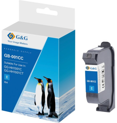 G&amp,G Original-Druckerpatrone GB-001CC schnell trocknende Solvent Tinte cyan 42ml