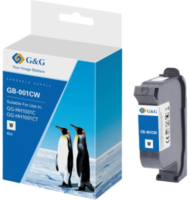 G&amp,G Original-Druckerpatrone GB-001CW schnell trocknende Solvent Tinte wei&szlig; 42ml