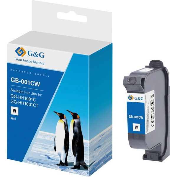 Alpedia G&amp,G Original-Druckerpatrone GB-001CW schnell trocknende Solvent Tinte weiß 42ml 6937173459936 Alpedia