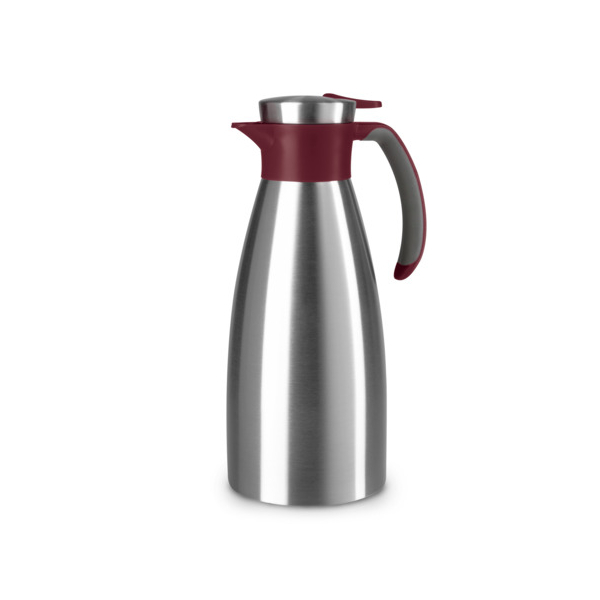 Emsa Isolierkanne Soft Grip 15 l Quick Tip Verschluss rutschfester Halt 12 h heiß 24 h kalt rot