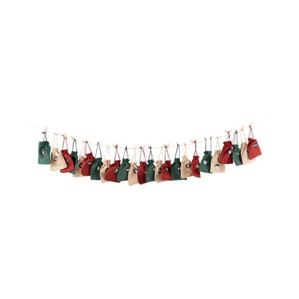 Alpedia Adventskalender 10061813 Jutesäckchen mit Zahlen 1-24  Alpedia