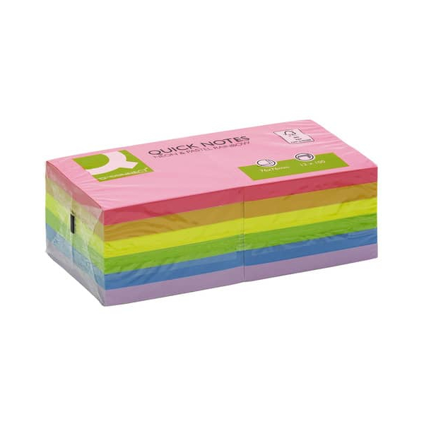 Q-connect Haftnotizen KF10959, farbig sortiert (neonpink/neongelb/neongrün/neonblau/pastell orange/pastell-flieder) 5706002109592 Q-connec 1200 Blatt