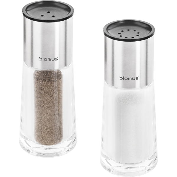 4008832635670 - Blomus PEREA Salz und Pfeffer Set  Aus mattiertem Edelstahl Acrylglas Kunststoff 1 Set = 2 Gläser je 25 ml
