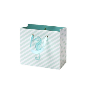 Geschenktasche 13701592000 Geschenktragetasche, allgemein, mit Trageband, Seepferdchen, 15cm x 13cm