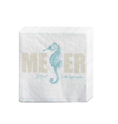 Motivservietten 13861592100 / Seepferdchen, 3-lagig, 16,5x16,5cm
