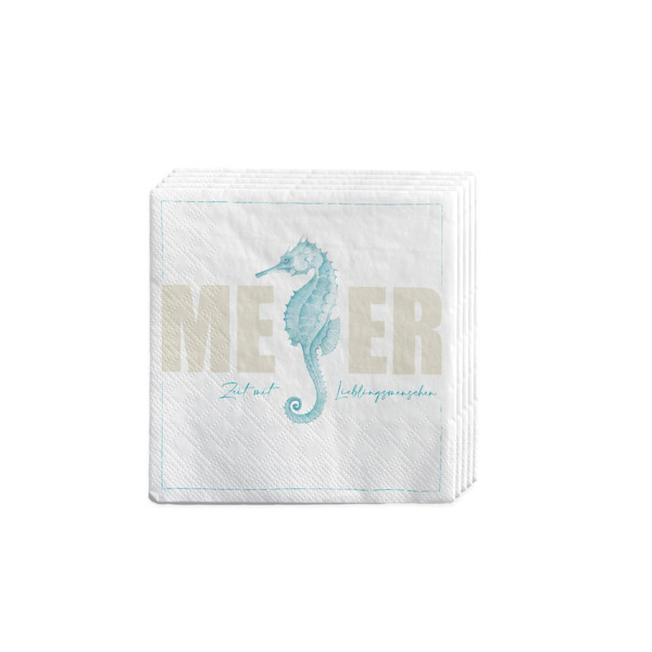 6 Stück Rössler Motivservietten 13861592100 / Seepferdchen, 3-lagig, 16,5x16,5cm 4014970489679 Rössler 20 Stück