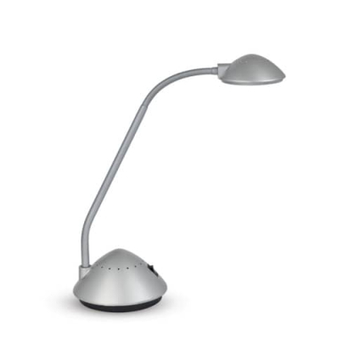 LED-Schreibtischlampe MAULarc, silber, mit Standfuß