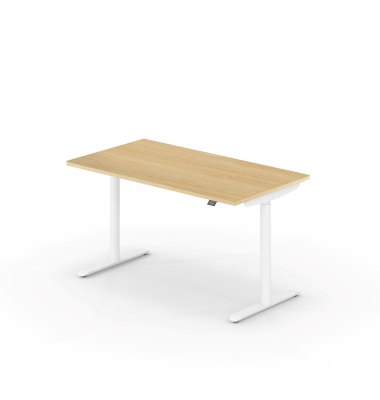 Schreibtisch se:lab e-desk, h&ouml;henverstellbar, 65-128cm (H), 140x70cm (BxT), rechteckig, eiche hell / purwei&szlig;