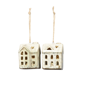 Weihnachtlicher  Behang Haus LED creme sortiert