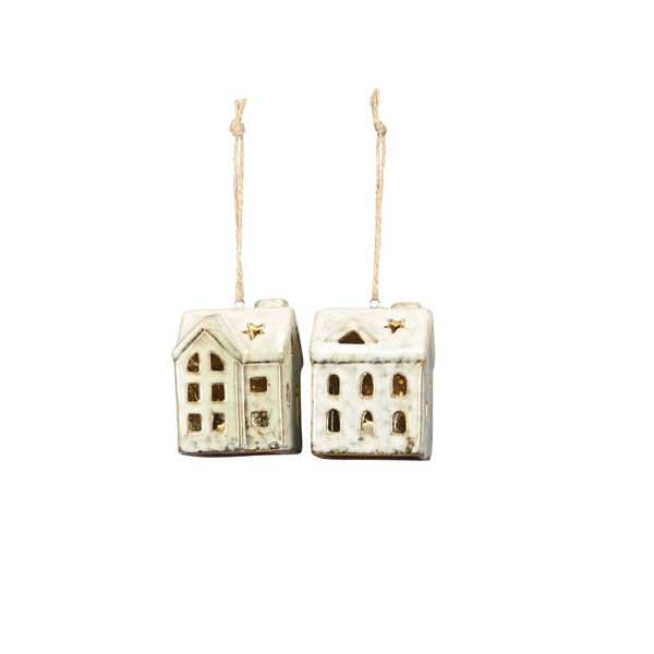 2 Stück Alpedia Weihnachtlicher  Behang Haus LED creme sortiert 4060706230411 Alpedia