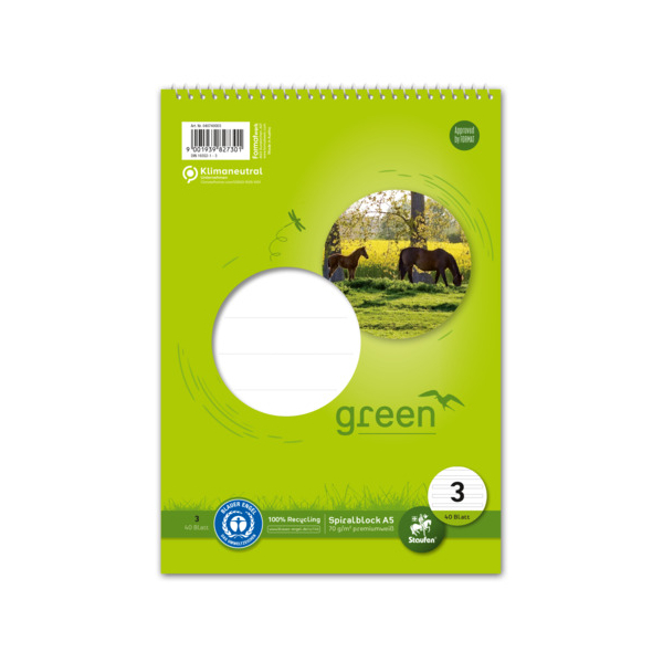 2 Stück Staufen Schulblock 040740003 Green, Lineatur 3 / Schreiblern-Lineatur, A5, 70g, 40 Blatt 9001939827301 Staufen