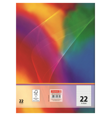 Schulheft 104492202 Standard-Schulhefte-Serie, Lineatur 22 / kariert, A4, 80g, regenbogen, 16 Blatt / 32 Seiten