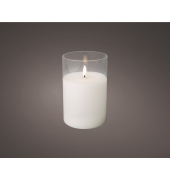 Kerze Wachs Glas LED 15cm ws