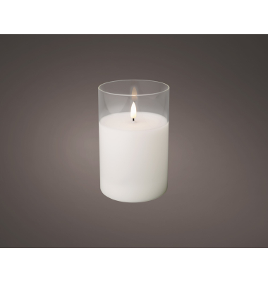 Kerze Wachs Glas LED 15cm ws