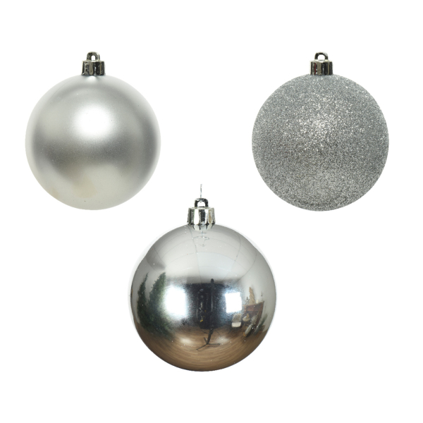 8718533552027 - kaemingk - Bruchfeste Weihnachtskugeln Silberfarben ø 6 cm aus Kunststoff - 10er Set