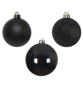 Christbaumkugeln Mix 020258, Kugel, schwarz (matt/gl&auml;nzend/glitzer), Polystyrol (PS)