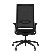 B&uuml;rodrehstuhl Quaterback 2, schwarz / schwarz, mit verstellbaren Armlehnen, bis 150kg, ohne Kopfst&uuml;tze