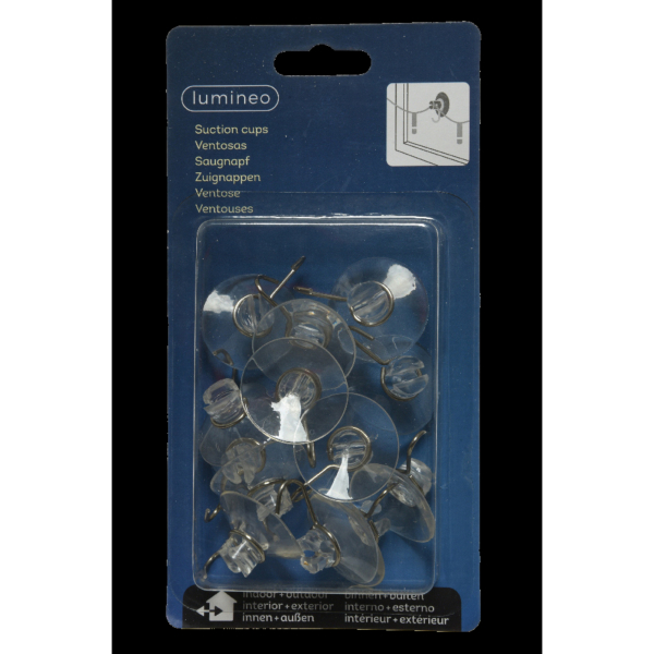 8717427474353 - Zubehör Lichterketten & Anhänger Saugnapf Clips transparent - 12er Set - Lumineo