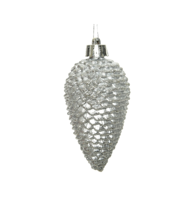 Christbaumkugeln Mix 028571, Zapfen, silber glitzer, Polystyrol (PS)
