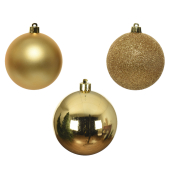 Christbaumkugeln Mix 020170, Kugel, gold (matt/gl&auml;nzend/glitzer), Polystyrol (PS)
