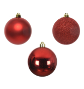 Christbaumkugeln Mix 020172, Kugel, weihnachtsrot (matt/gl&auml;nzend/glitzer), Polystyrol (PS)