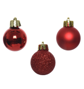 Christbaumkugeln Mix 020458, rund, weihnachtsrot (matt/gl&auml;nzend/glitzer), Polystyrol (PS)