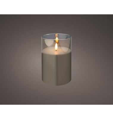 Kerze Wachs Glas LED 15cm gr Kerze Wachs Glas LED 15cm gr