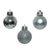 Christbaumkugeln Mix 020457, Kugel, silber (matt/gl&auml;nzend/glitzer), Polystyrol (PS)