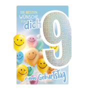 Geburtstagskarte Kinder unisex Zahl 9