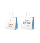 Geschenktasche 992224 F&uuml;r Dich, Geburtstag, mit Tragekordel, &bdquo;Happy Birthday&ldquo; / Cupcake, 15cm x 15cm
