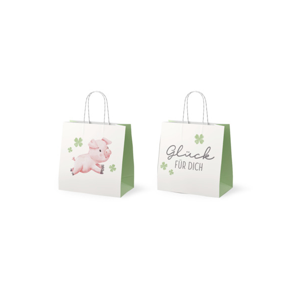 12 Stück LA VIDA Geschenktasche 992781, Glücksschweinchen, 150mm x 150mm 4027268355969 LA VIDA