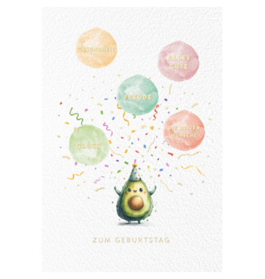 Geburtstagskarten 51-1070 11,5x17 cm 115mm x 170mm (BxH) Avocado wei&szlig;/bunt