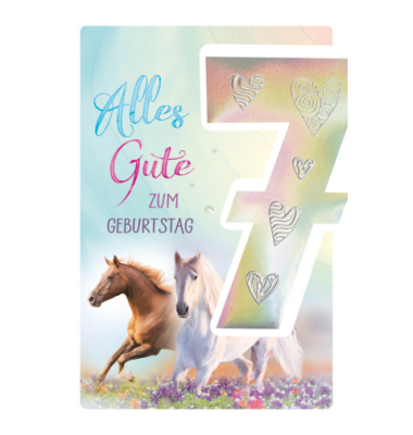 Geburtstagskarte Kinder Girls Zahl 7
