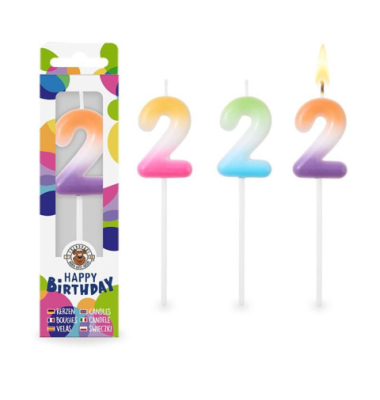 Geburtstagskerze Zahl 2 sortiert