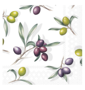 Servietten 12518185, mehrfarbig / Oliven, 3-lagig, 25x25cm